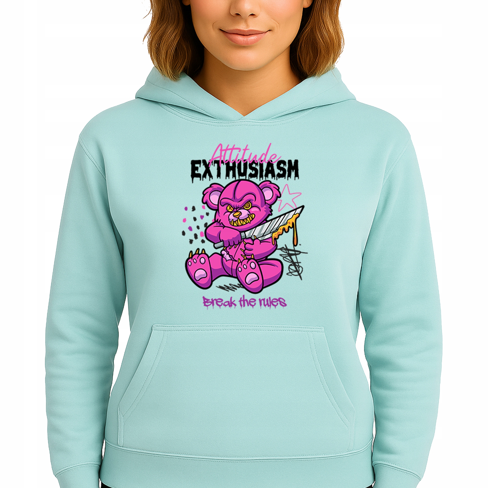 Mikina Mátová Hoodie S Kapucí Bavlněná Attitude Exthusiasm S