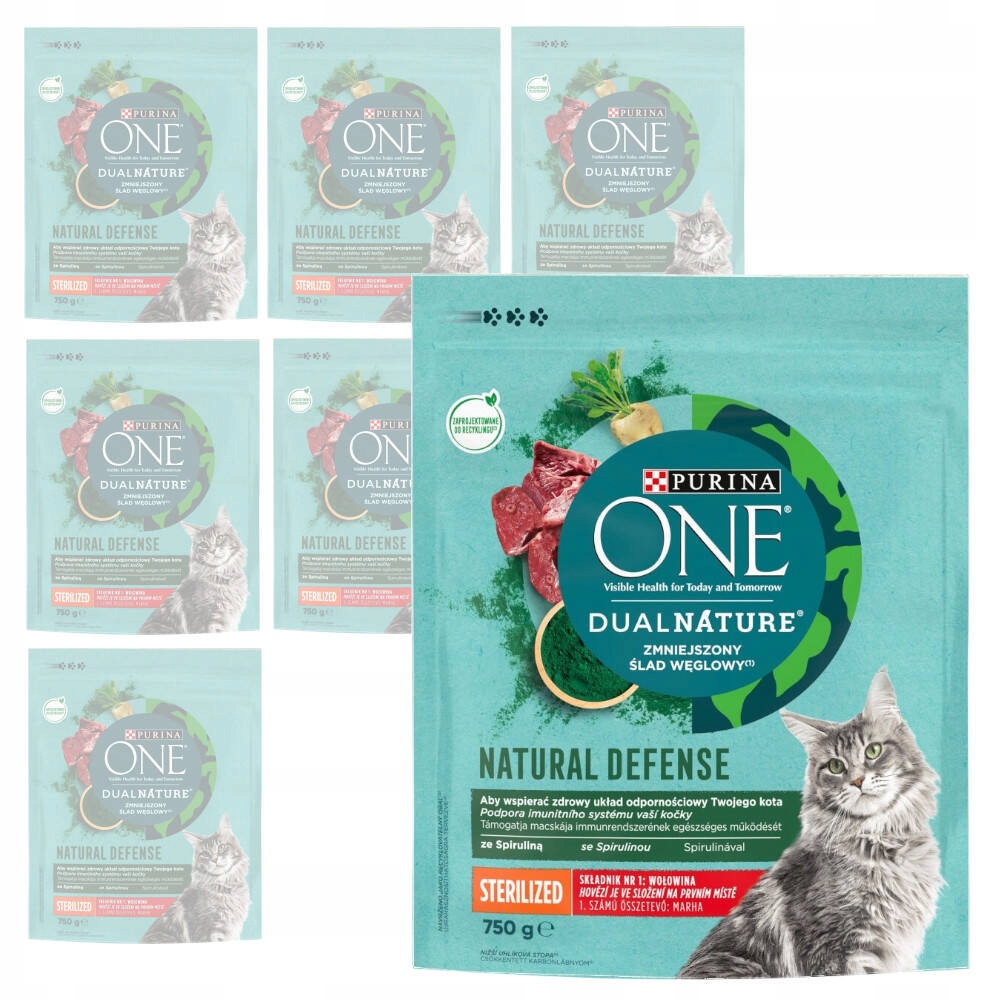 Levně Purina One Natural Defense Krmivo S Hovězím Masem Pro Kočky 8x750 g