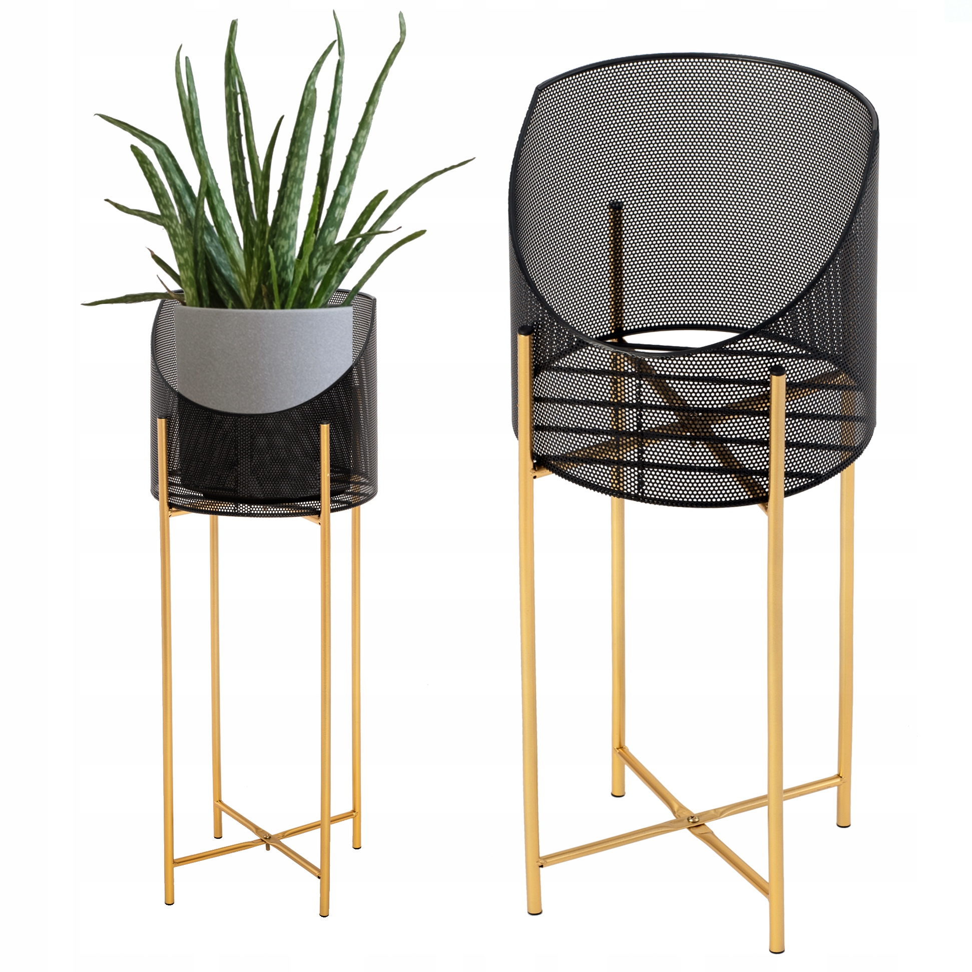 

Kwietnik Metalowy Stojak Pod Donicę Złoty 56 CM