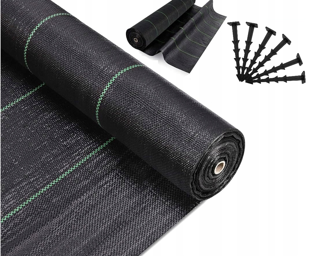 Agrotkanina Agrowłóknina 1,1x100m Antychwastowa Czarna 90g Uv 3% Kotwy