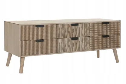 Szafka Rtv Brązowa Fir Mdf 120x40x47 Szuflady Boho Loft MB199182