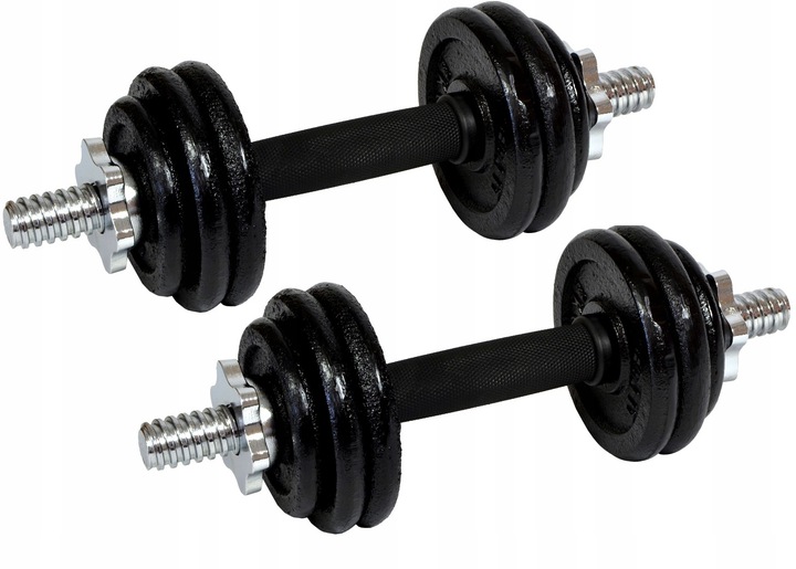

Żeliwne 2x7kg Hantle gryf Talerze zestaw 14kg