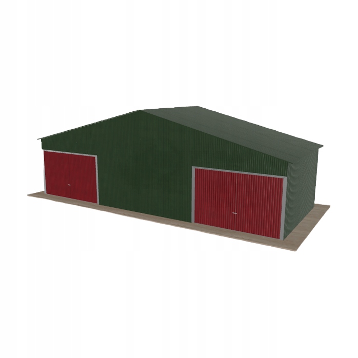 Plechová garáž 10x4 m dvoupolohová, dvouspádová, zelená