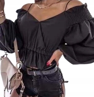 

Bluzka hiszpanka crop top Kolor Czarny