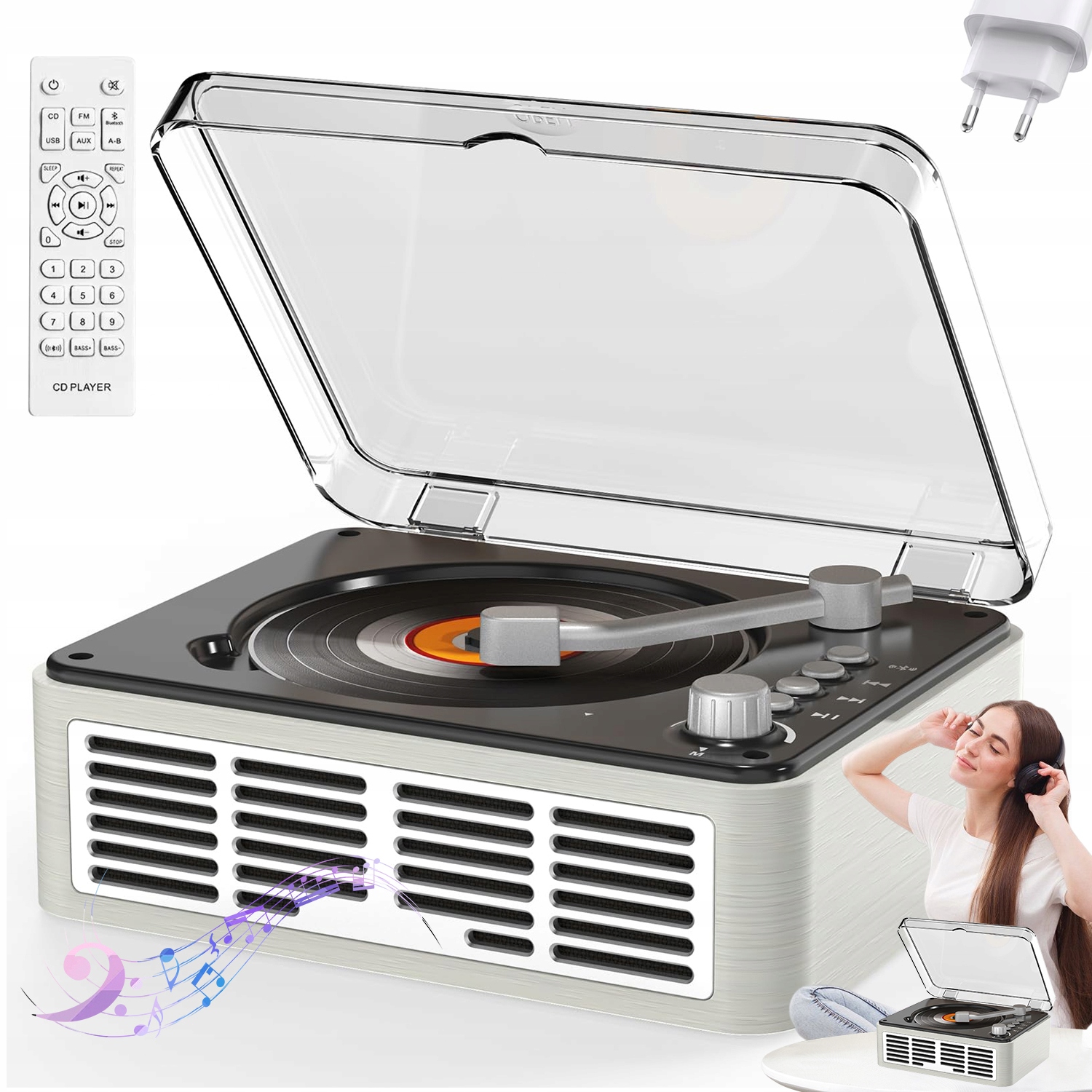 Bluetooth CD Přehrávač S Stereo Hi-fi Reproduktory A Dálkovým Ovládáním, Fm Rádio MP3