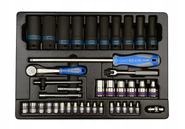 ZESTAW NASADEK 1/4" + 1/2" 40cz. 4 - 13mm E4 - E20 WKŁAD DO WÓZKA King Tony