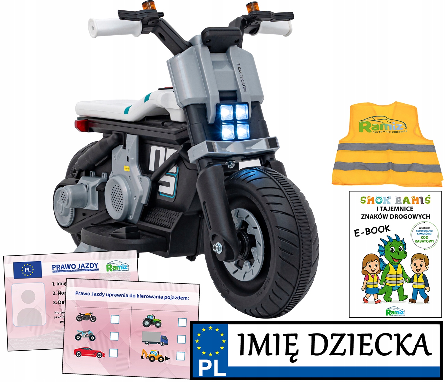 Motorek dla dzieci Future 88 na akumulator Tablica Imienna