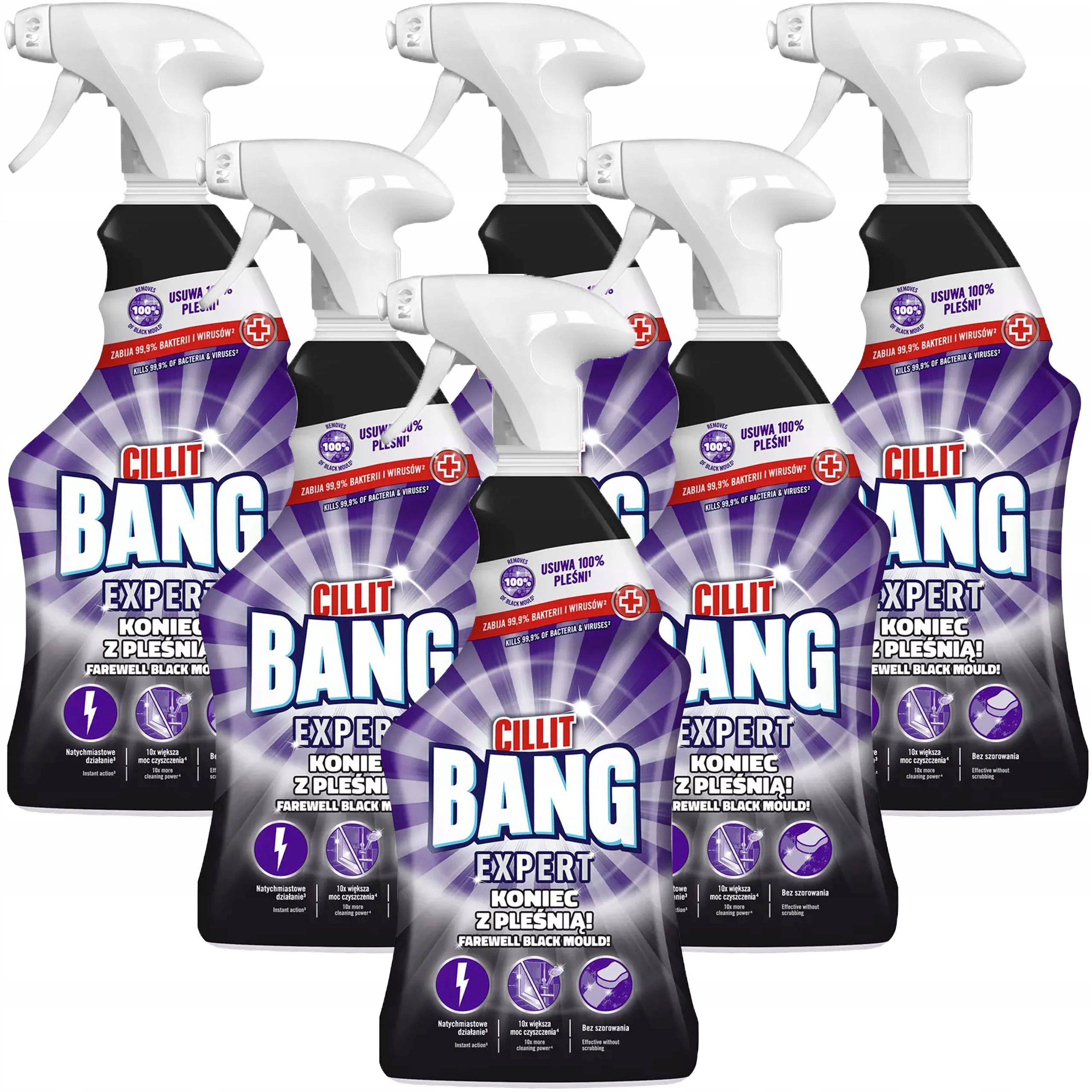 Levně Cillit Bang Sprej na odstraňování plísní a usazenin z vany, toaletních dlaždic 6 x 750 ml