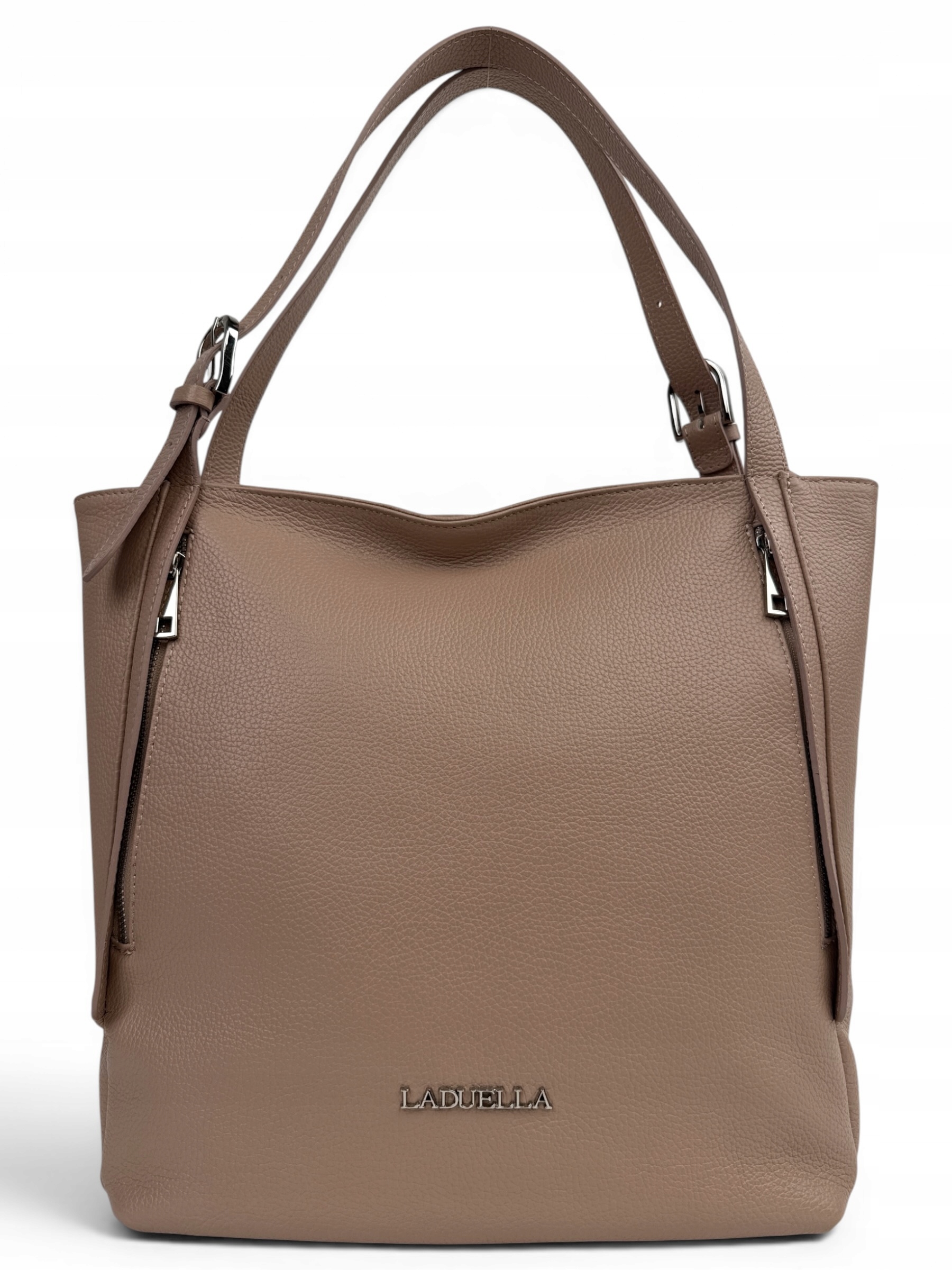 Dámská kožená shopper kabelka A4 Laduella Itálie růžová (pudrová růžová)