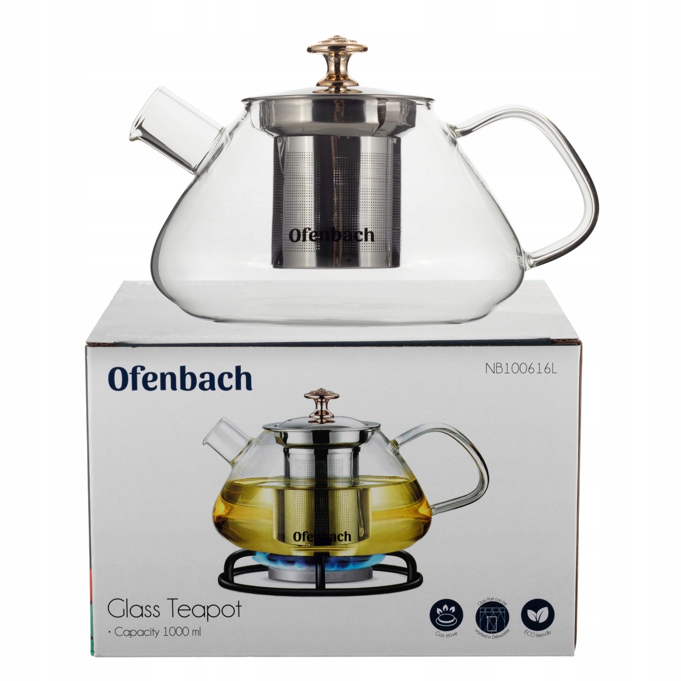 SZKLANY ZAPARZACZ DO HERBATY/ZIÓŁ 1000ML Linia Ofenbach