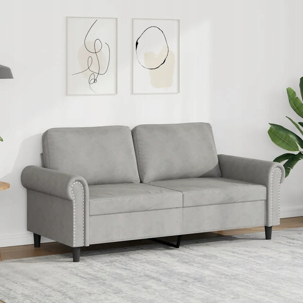 2místná pohovka světle šedá 140 cm samet Šedá 359529