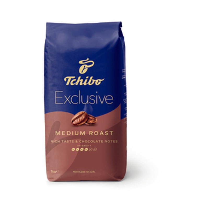 Levně Tchibo Exclusive Středně Pražená 1000g zrnková káva