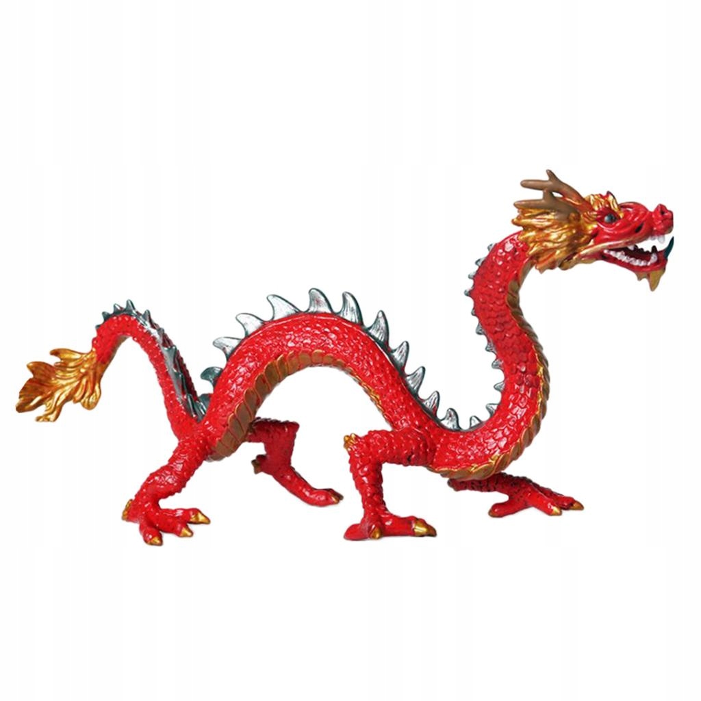 2Pcs Chinese Dragon Figures PVC Realistic Animal Materiał inny