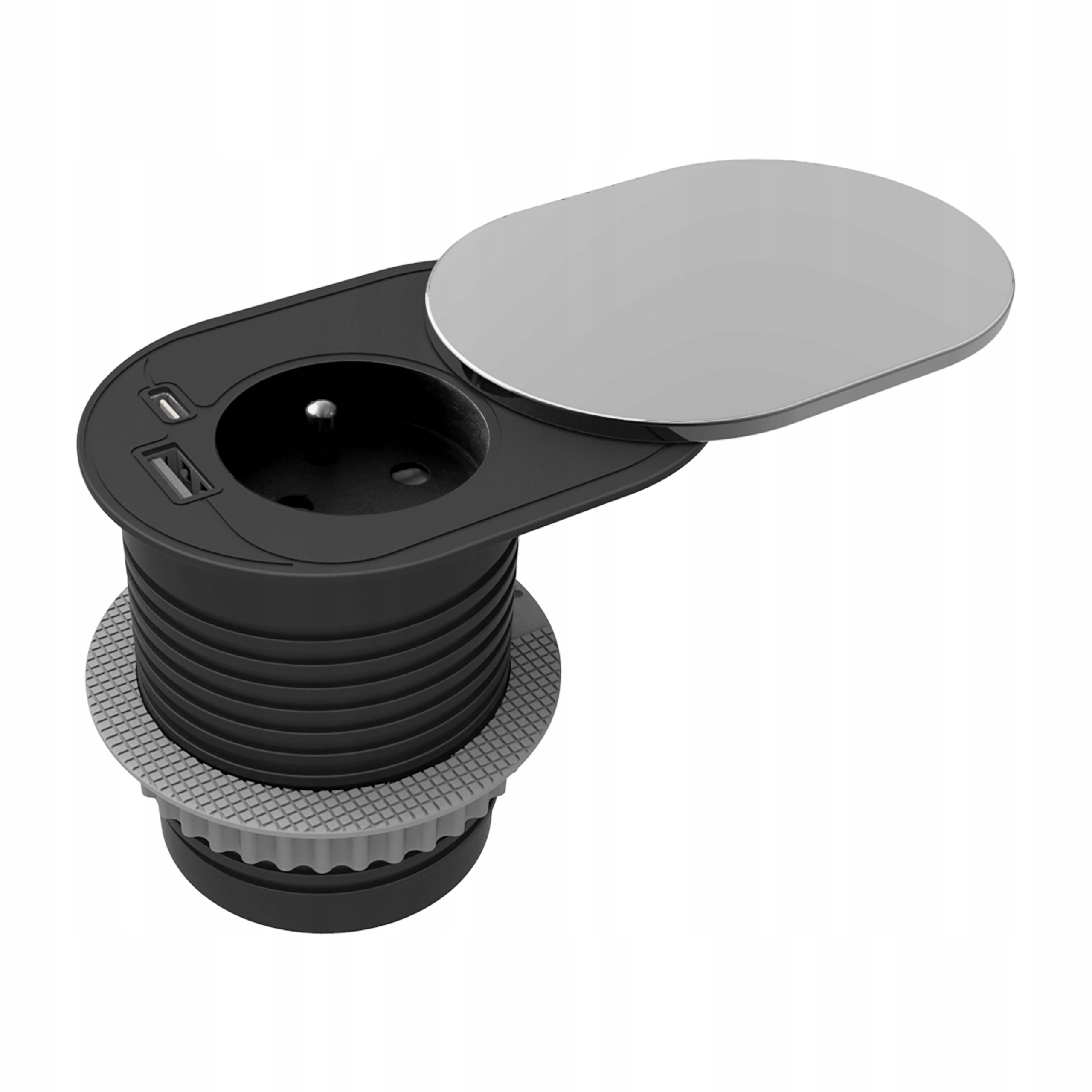 Zapuštěná zásuvka s posuvným víkem Orno OR-GM-9042/G, 1x230V a 2xUSB (type