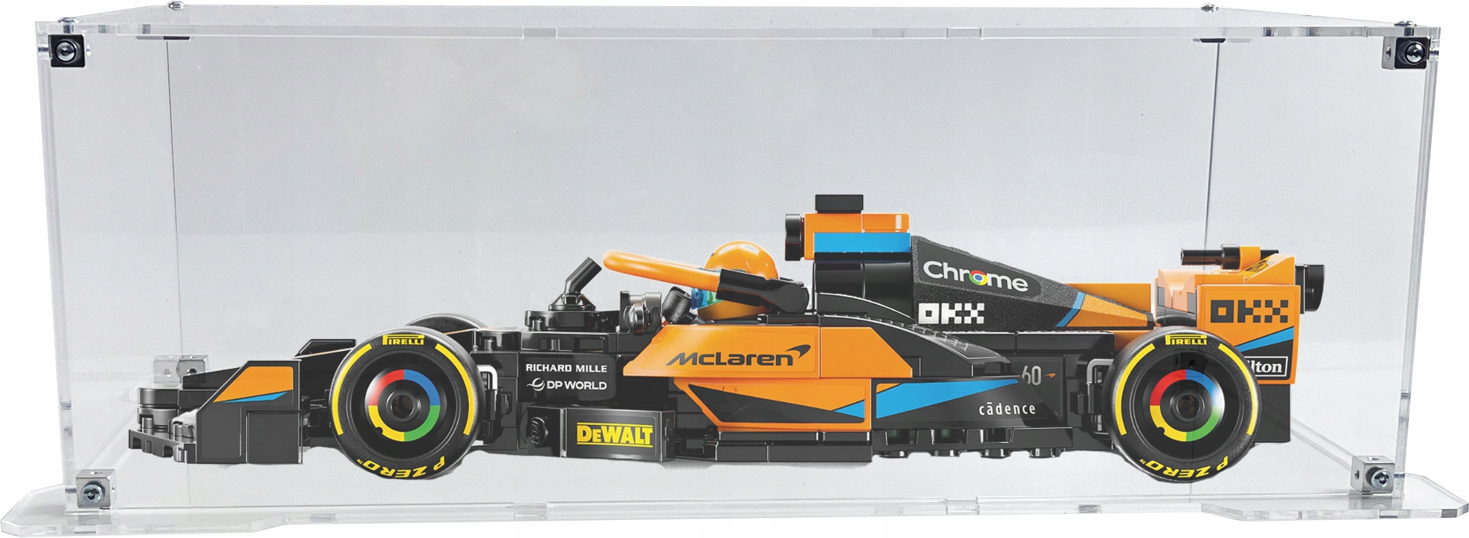 Vitrína s podstavcem Drewlandia pro stavebnici Lego 76919 McLaren Formule 1
