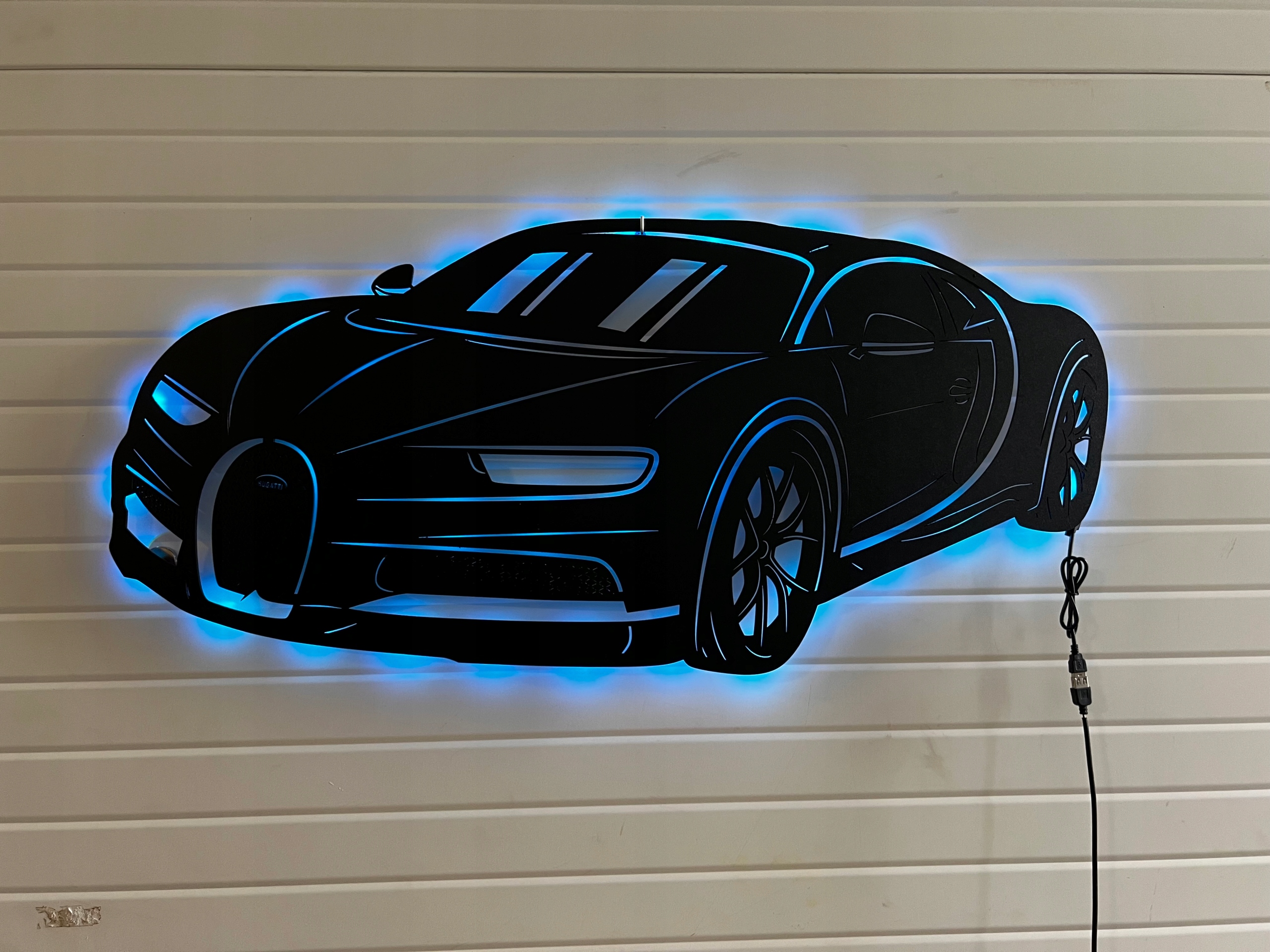 Dřevěný obraz Bugatti Chiron Led Nástěnná Dekorace 3D obraz Dárek