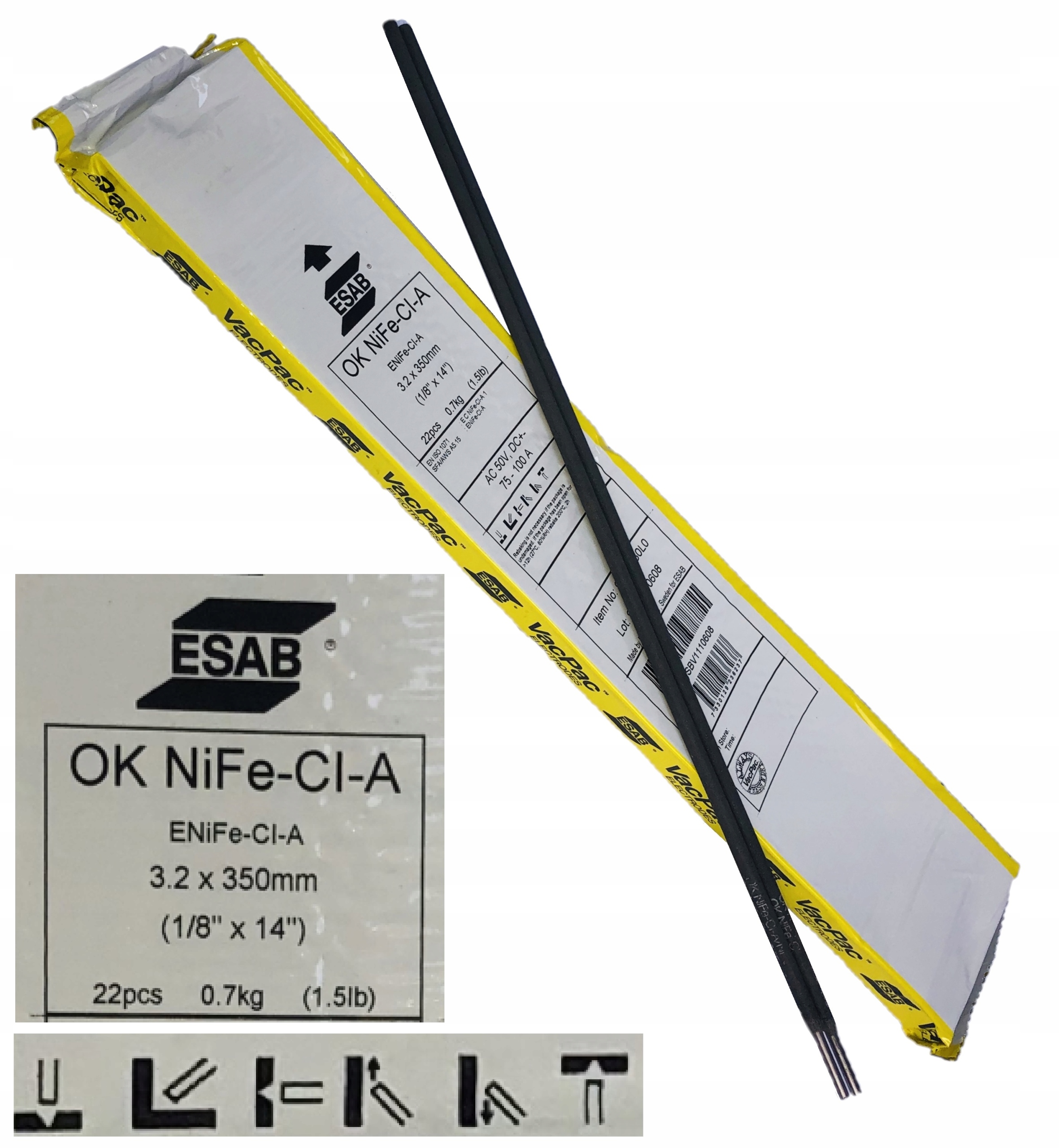 

Esab Elektroda do żeliwa 3,2 mm 22 szt NiFe-CI-A