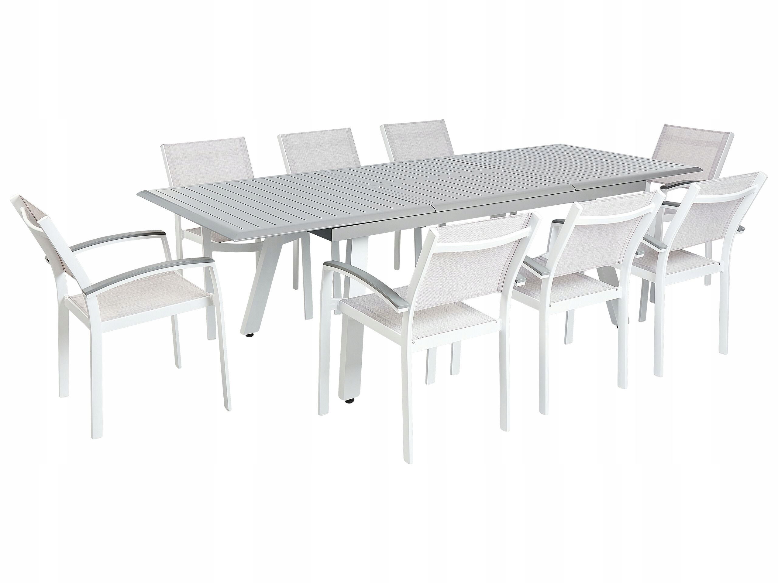 Zestaw ogrodowy aluminium 8 krzeseł szary