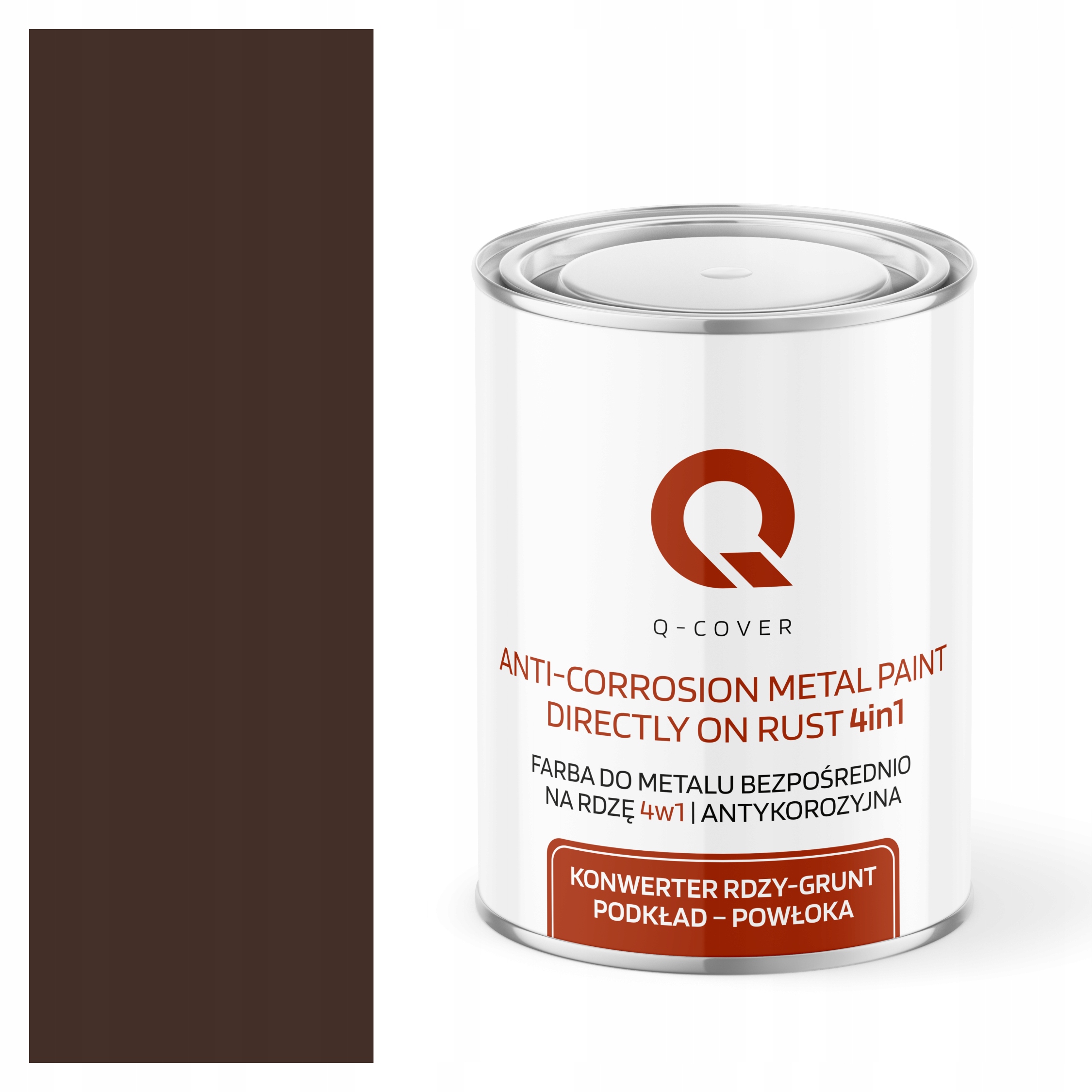 Farba Do Metalu Na Rdzę Ocynk Stal 4w1 Czekoladowy Brąz RAL8017 Mat 1L