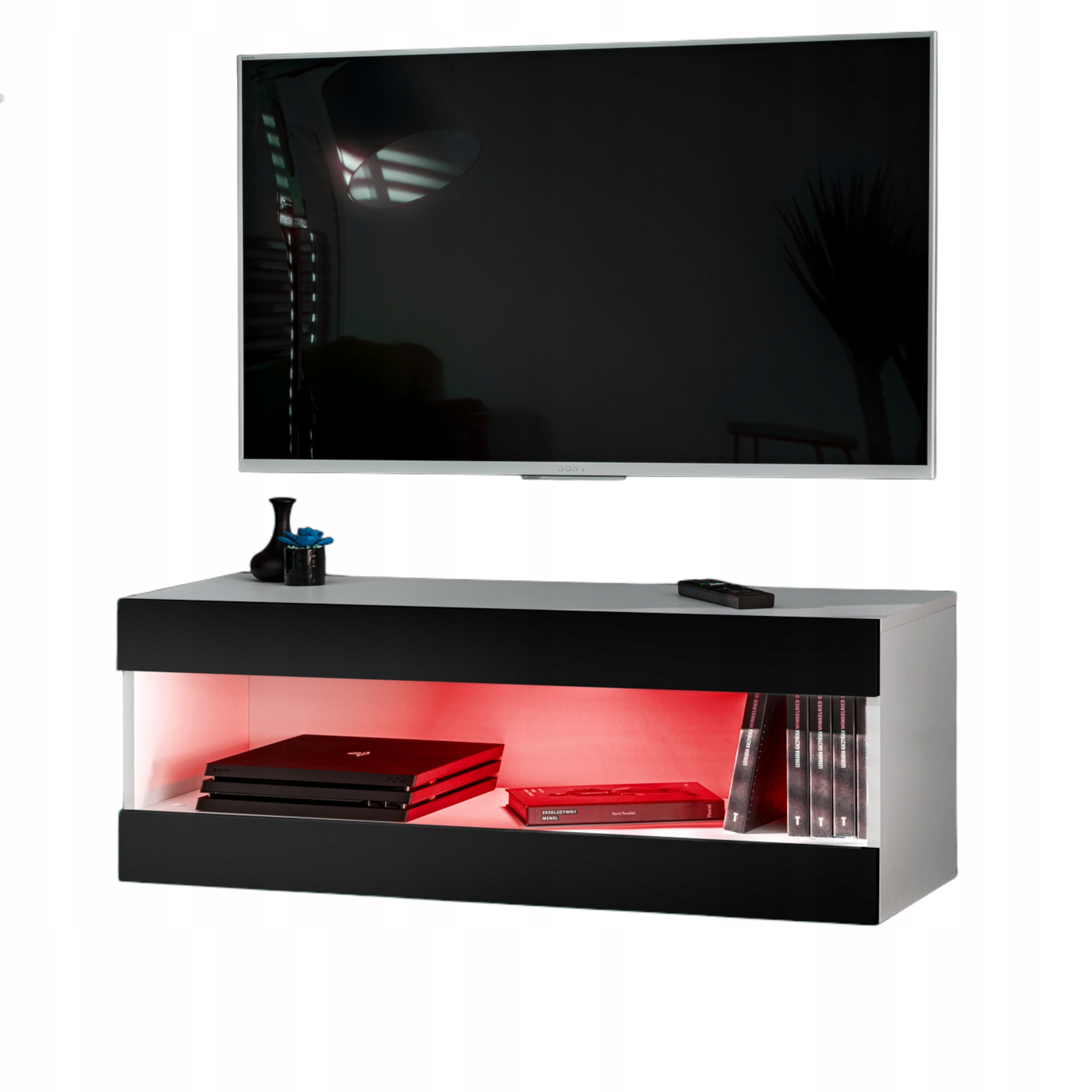 Závesná Rtv skrinka Tivoli RTV2 biela/čierna, Rgb Led