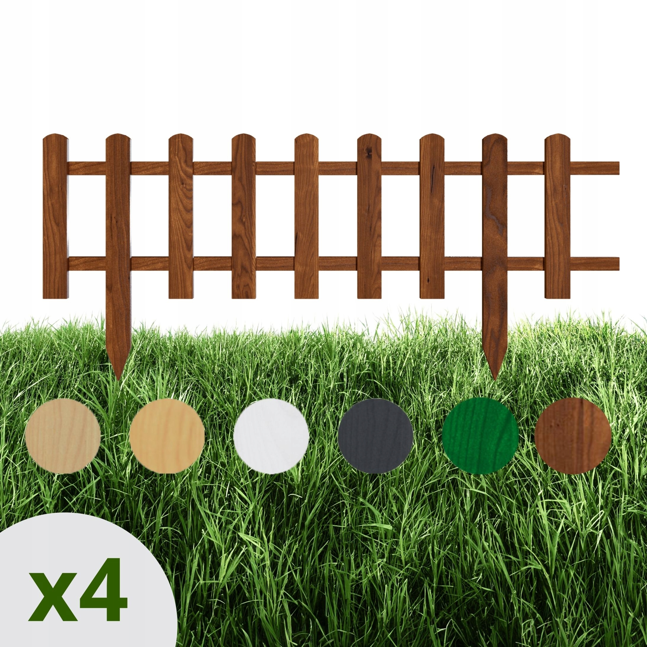 Floranica 4 Ks dřevěného zahradního plotu záhonová 100x20 cm Hnědá