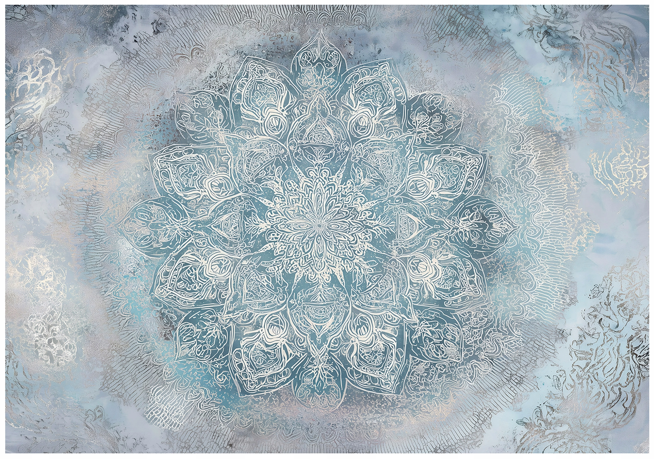 Fototapeta Mandala Beton Abstrakce Loft Modrá Šedá 200x140