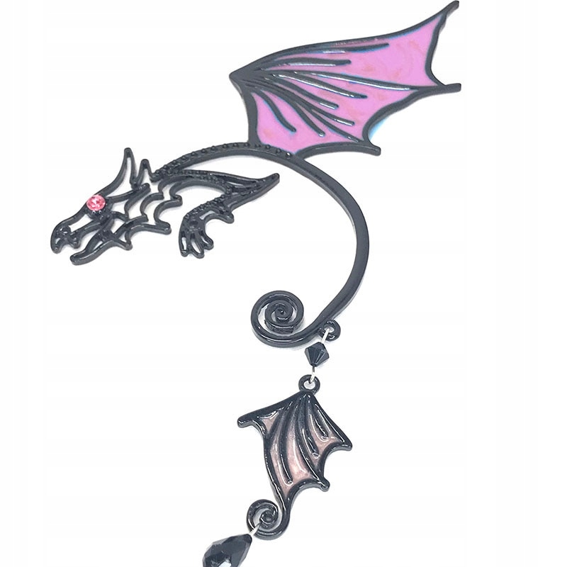 BIŻUTERIA KOLCZYK OZDOBA NA LEWE UCHO SMOK RÓŻOWY