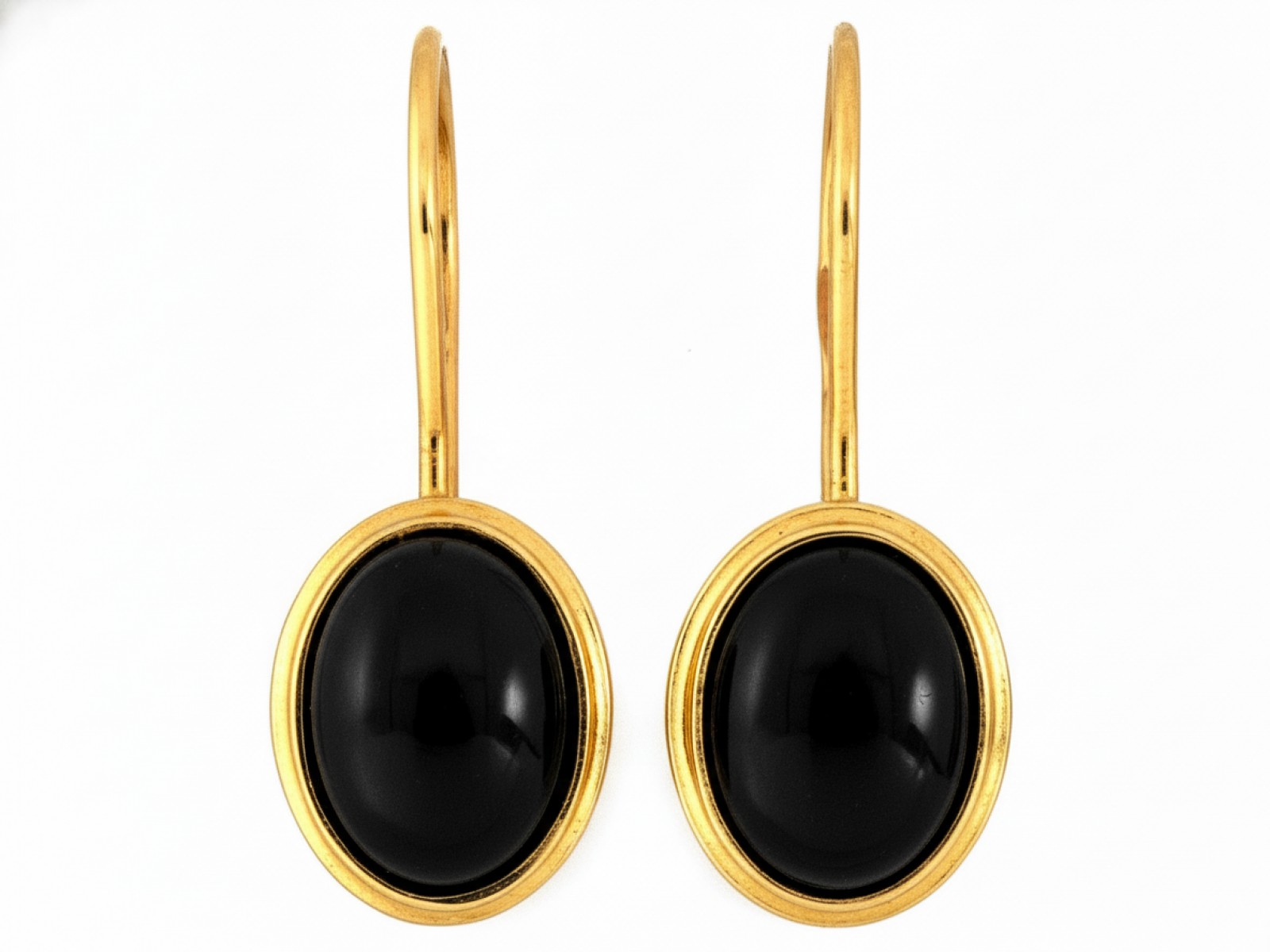 Zlaté náušnice pro ženu 585 s černým kamenem, elegantní, 14 karátové