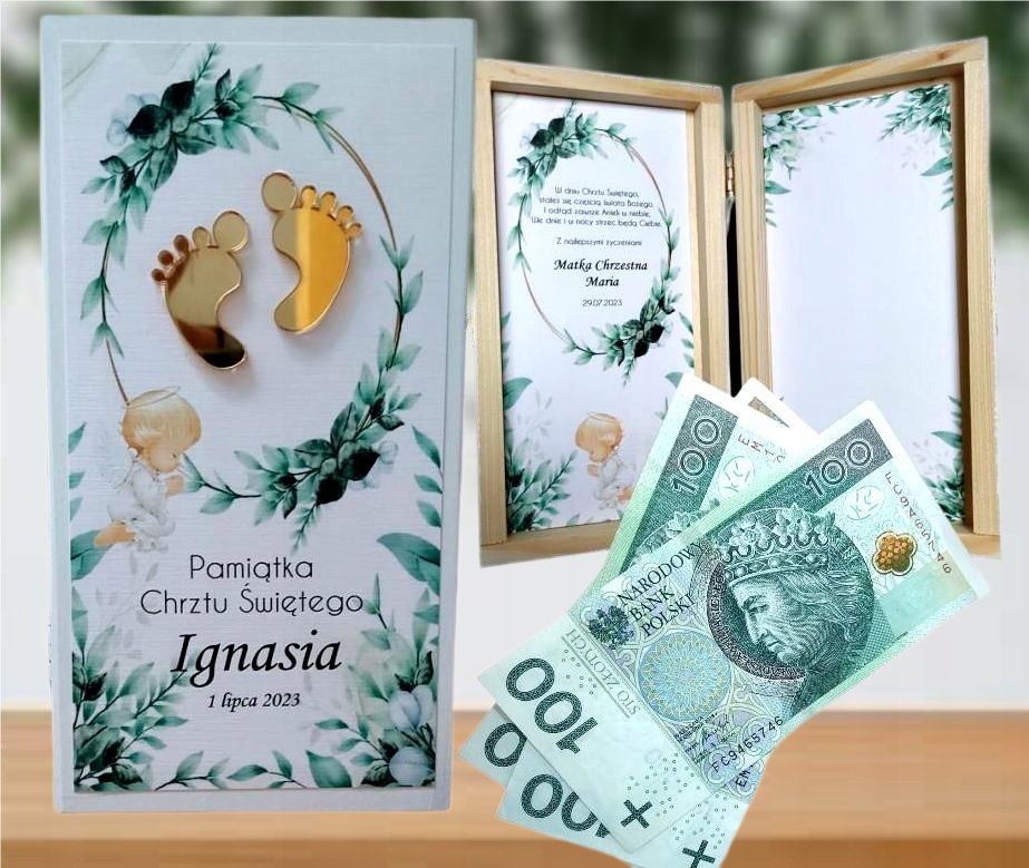 Pamiątka Sakramentu CHRZTU ZE STÓPKAMI * prezent Marka inna