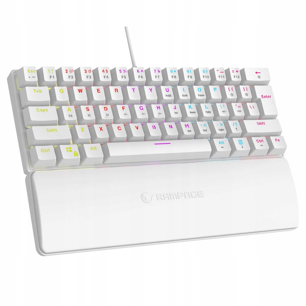 Klawiatura Mechaniczna Gamingowa Rampage Plower K60 Rgb White Blue Switch