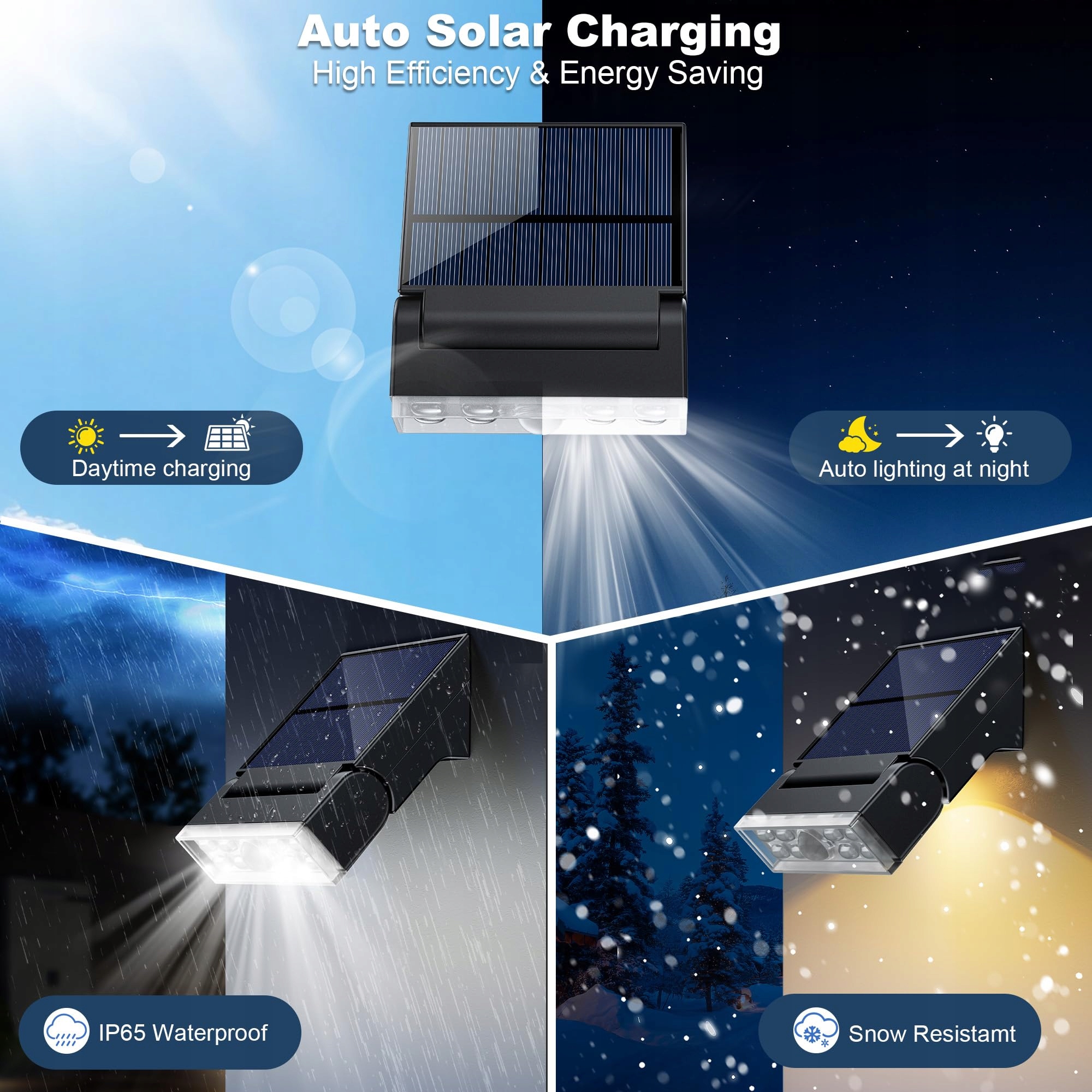 Solarna Lampa Zewnętrzna Z Czujnikiem Ruchu Regulowana IP65 GILIWOSY — miniatura 5