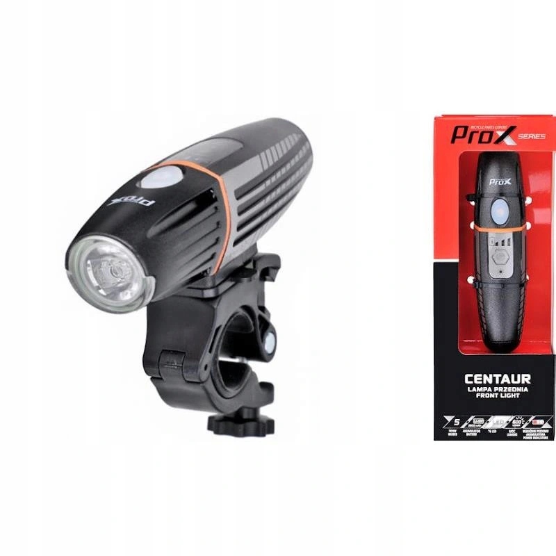 Lampa Rowerowa Przód Przednia Na Kierownicę Prox Centaur 600Lm, 2600mAh Usb