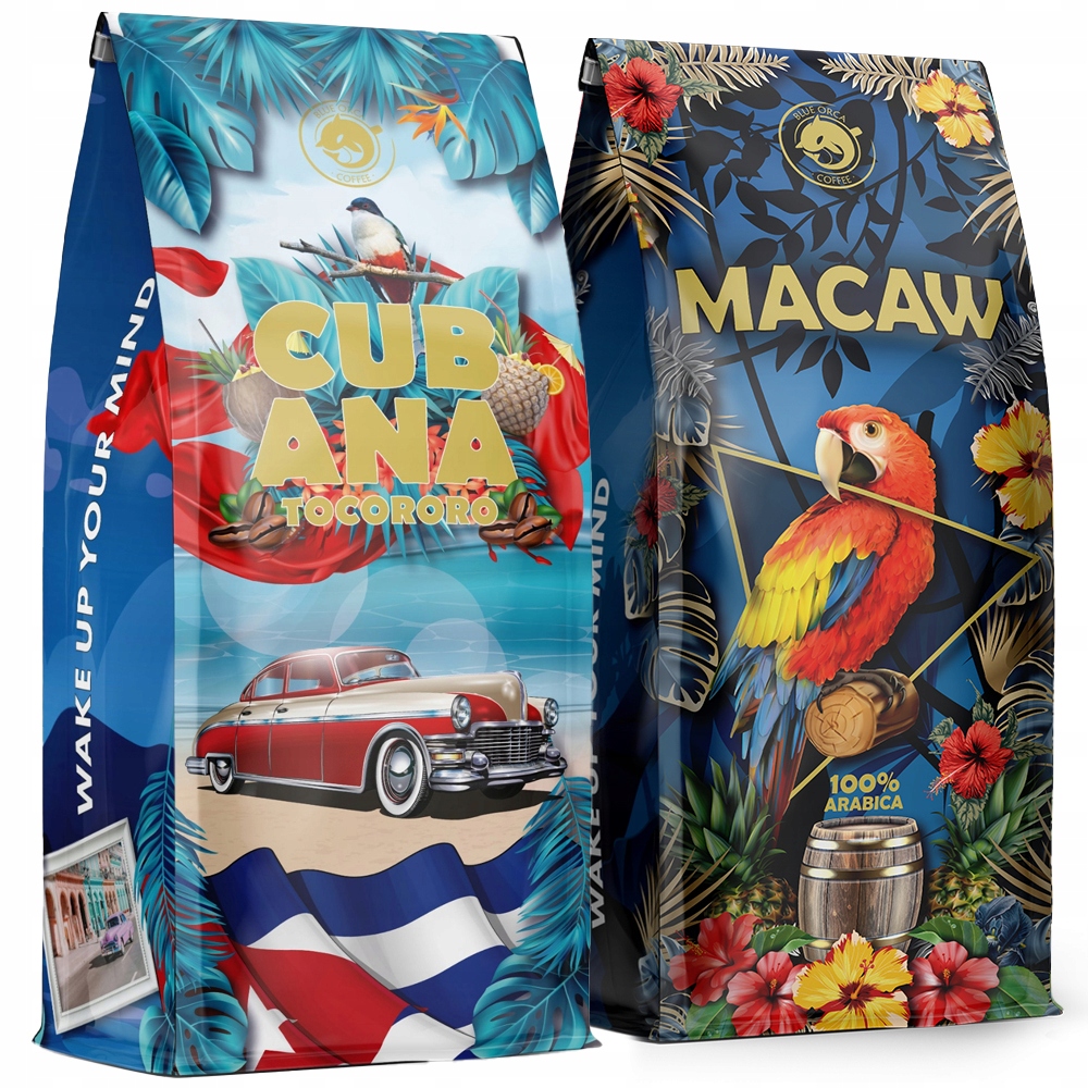 Káva zrnková 2 kg Čerstvě Pražená Cubana & Macaw 100% Arabica Blue Orca