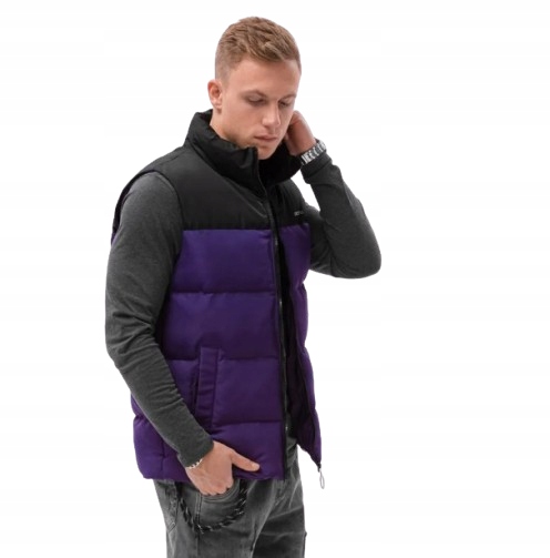 Only&sons Pánská Prošívaná Vesta Se Zipem Fialovo Černá L K_a