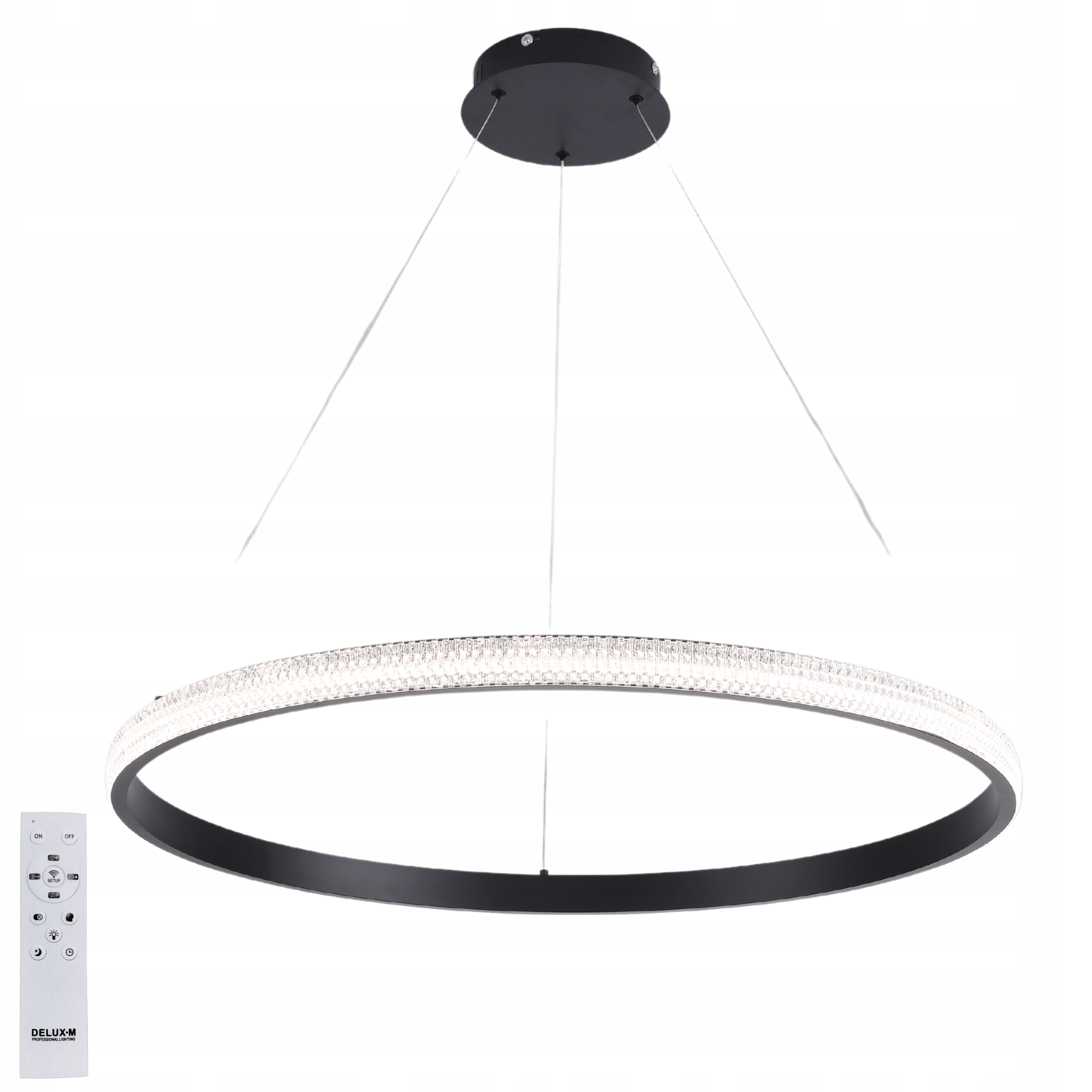 Stropní svítidlo Lustr závěsná ring černá Led Dálkový Ovladač moderní 60 cm