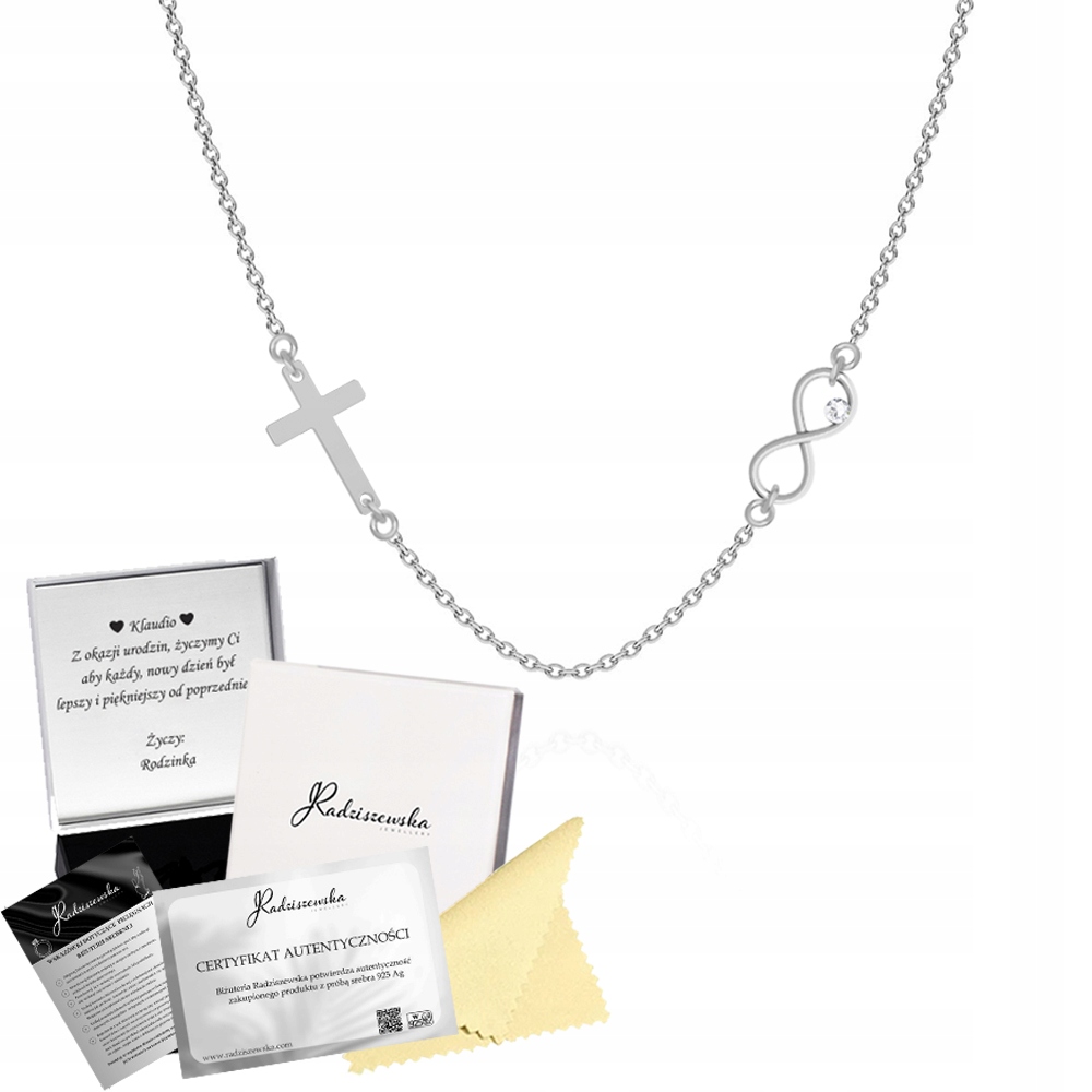 Stříbrný náhrdelník s křížkem a nekonečnem Řetízek Dárek