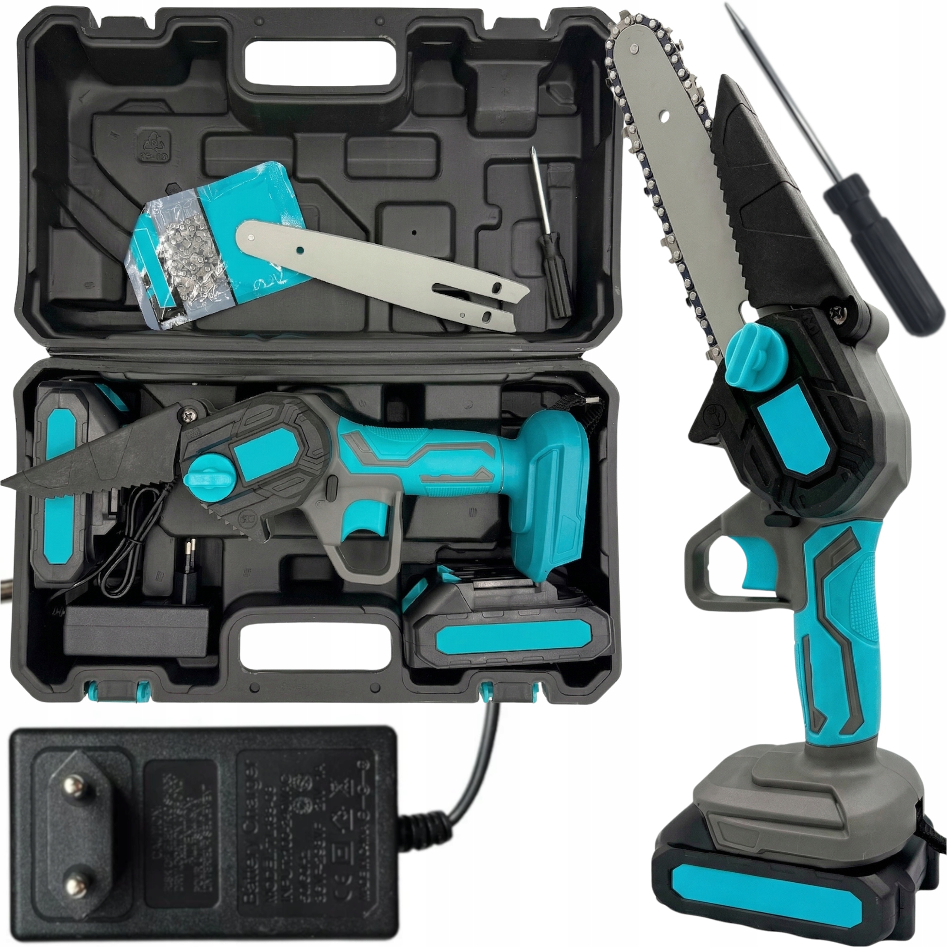 Akumulátorová Pila Na Řezání Větví Keřů A Řezání Na Zahradě, Sada XXL