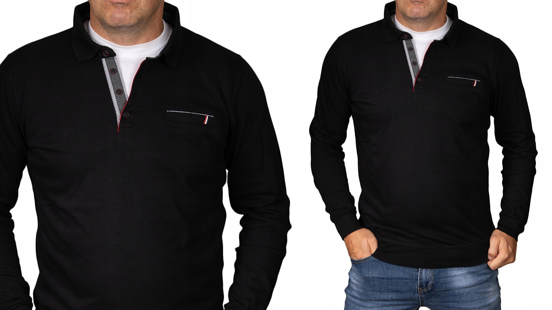 

Sweter męski z kołnierzem czarny Bastion bluza XL