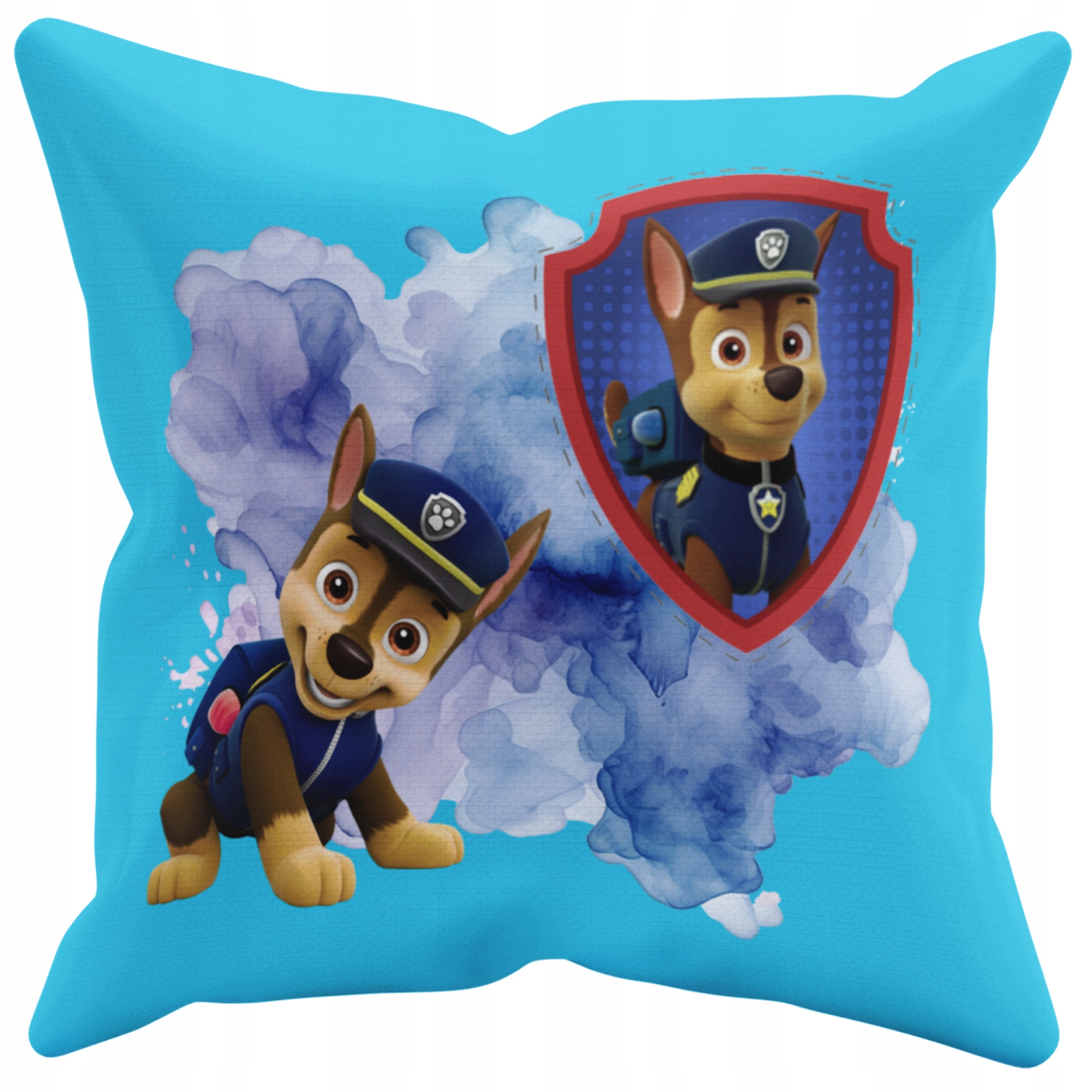 POSZEWKA NA PODUSZKĘ JAŚKA DO PRZEDSZKOLA PSI PATROL CHASE + IMIĘ GRATIS Kolor dominujący odcienie niebieskiego