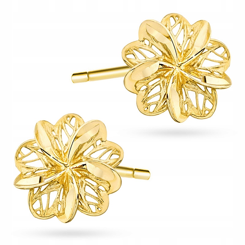 Wyjątkowe Złote Kolczyki pr. 585 Kwiatki 14k