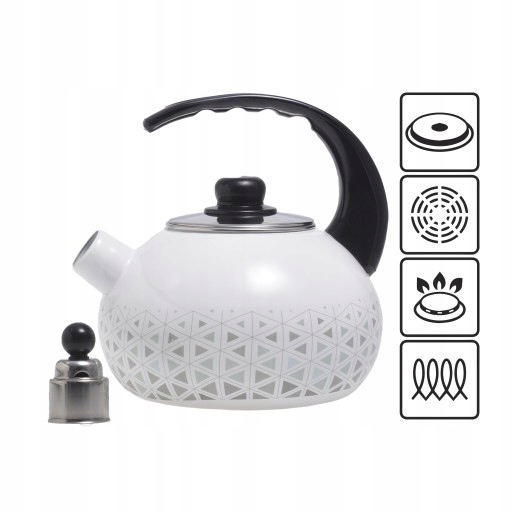 CZAJNIK STALOWY EMALIOWANY 2,5L TRADYCYJNY GWIZDEK