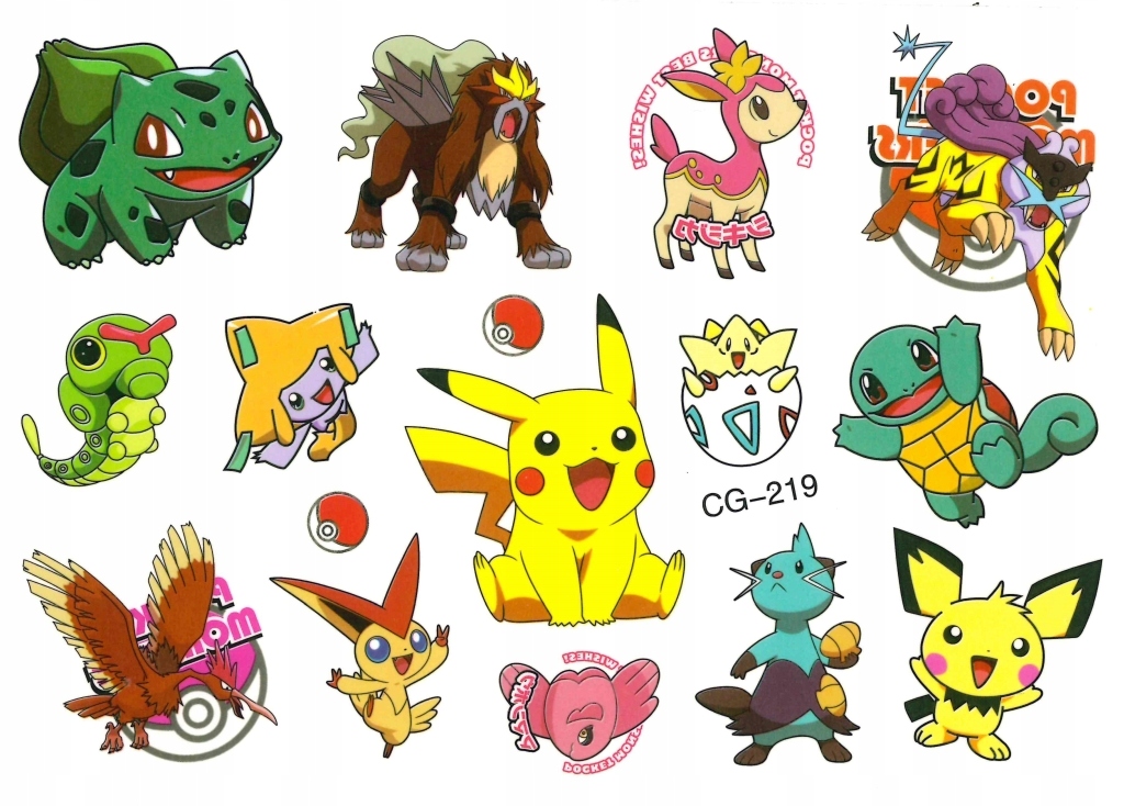 

Tatuaże zmywalne dla dzieci Pokemon CG219