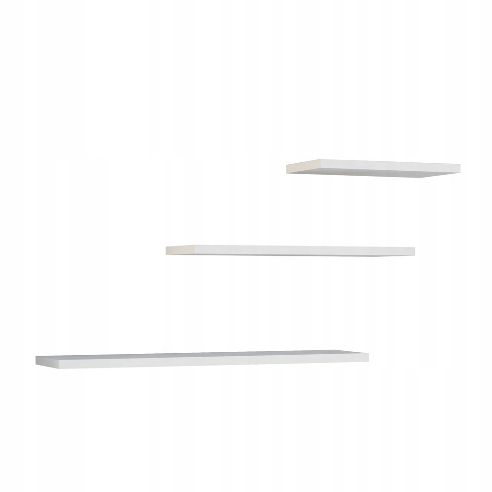 PÓŁKA WISZĄCA ŚCIENNA 3SZT ZESTAW KOMPLET BIEL MAT Głębokość mebla 15 cm