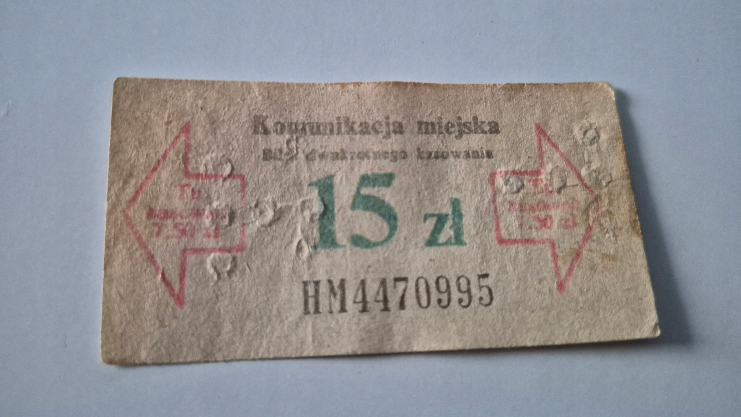 BILET OGÓLNOPOLSKI PRL 15zł (HM)
