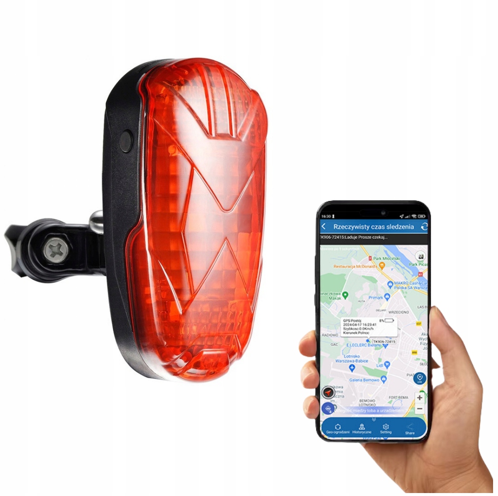 Lokalizator Rowerowy Gps Lampka Wózka Obserwacja Polska Aplikacja
