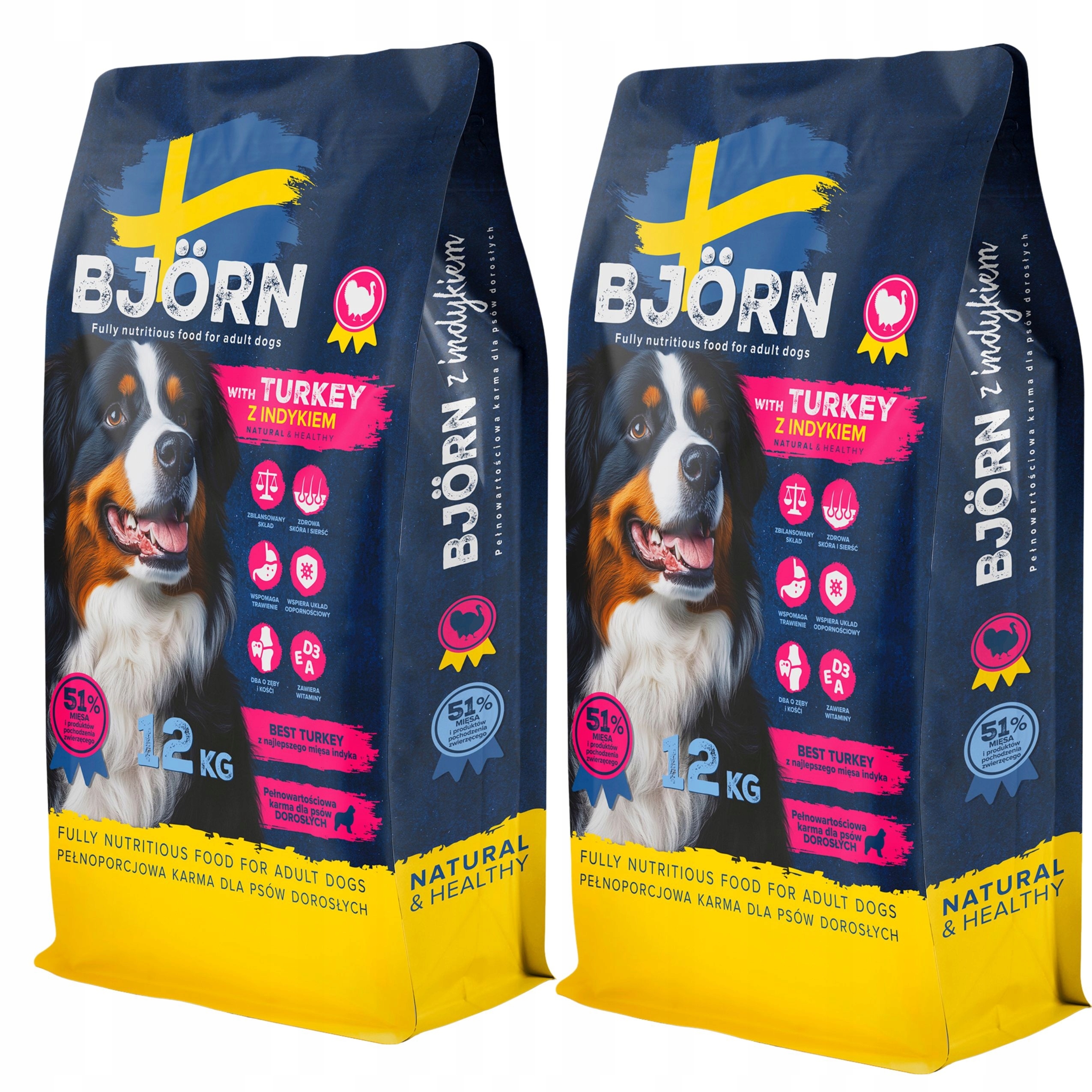 Suché Krmivo Pro Psa Bjorn Adult S Krocanem 51% Masa Premium Vitamíny 24KG