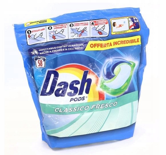 Levně Dash kapsle na praní „pods Classico Fresco“ 3v1 58 kusů Univerzální