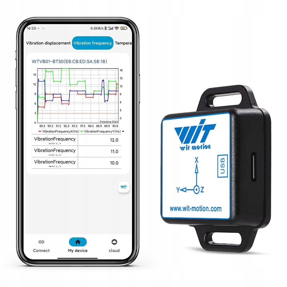 Bezdrátový snímač vibrací Ble MPU6050 WTVB01-BT50 G1778