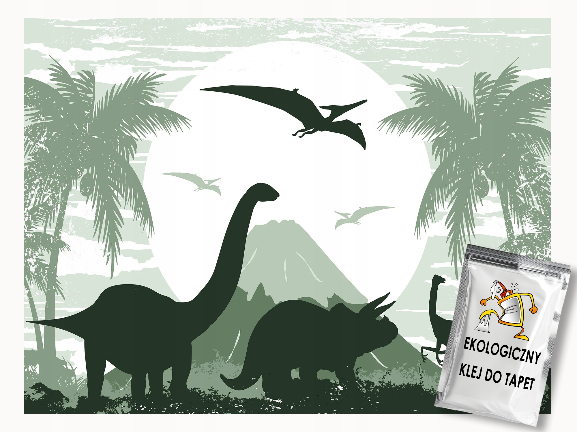 Fototapeta Flizelina Dinosauři Džungle Palmy Zelený Pokoj 400x280 lepidlo