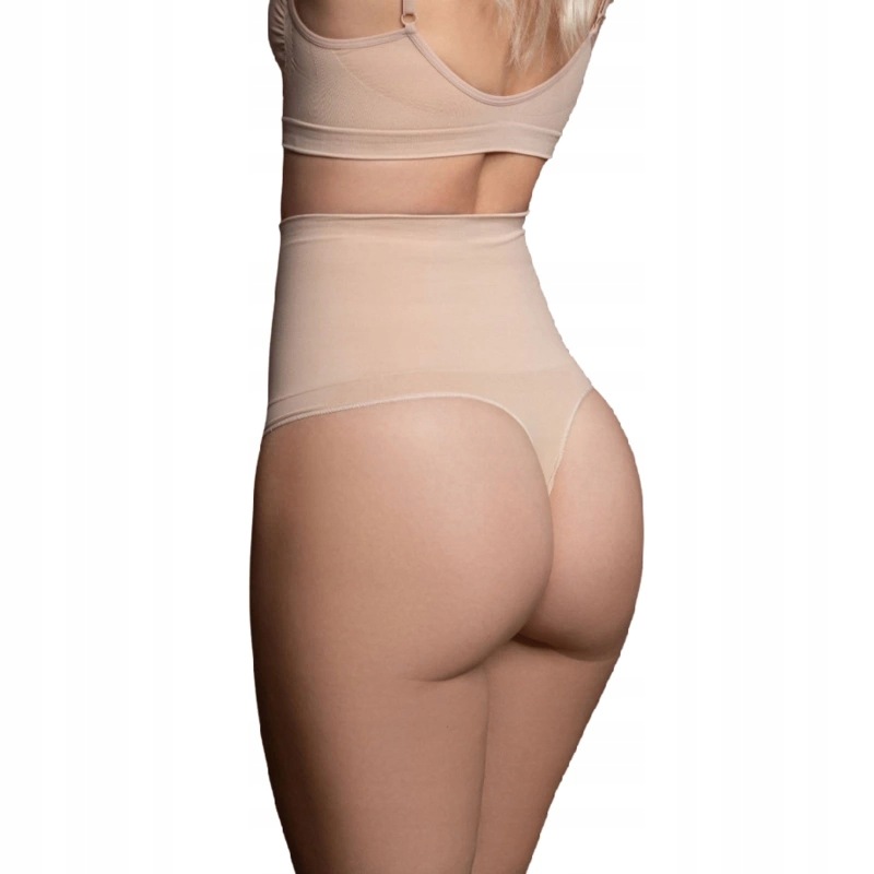 Bye Bra Tanga Bezešvé Modelovací Béžové XL Vysoký pas